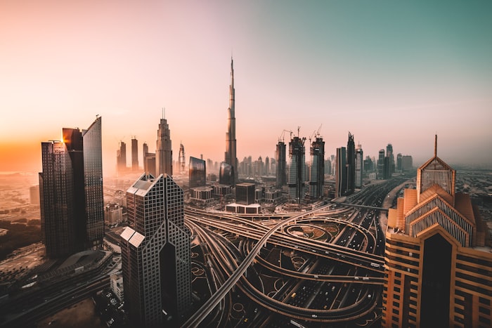 Dubai city skyline with Burj Khalifa
